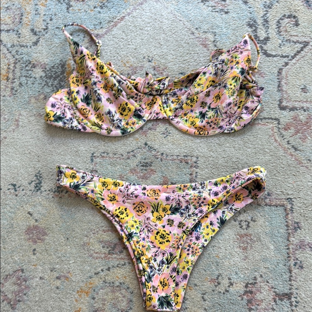 Skatie Floral Bikini - Pink and Yellow